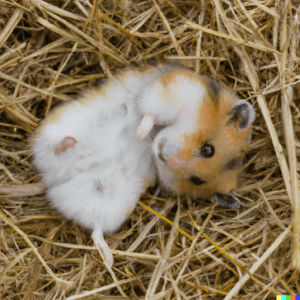 hamsters sur le dos sur de la paille